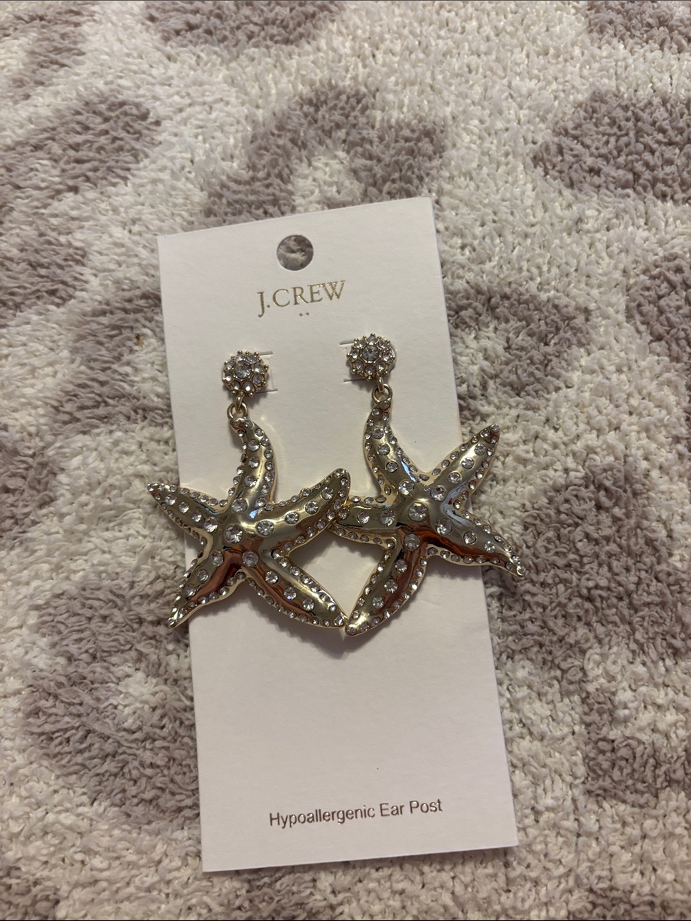 J.Crew hypoallergenic rhinestone starfish earrings